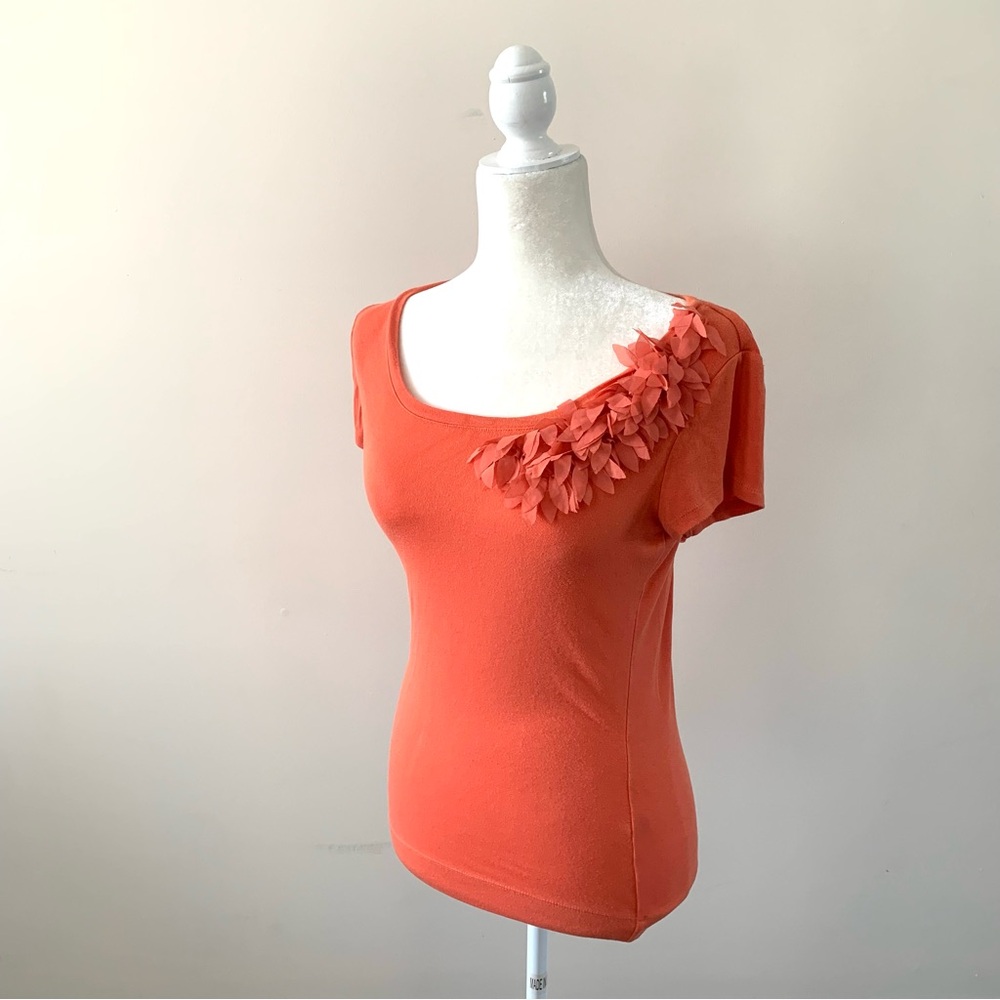 The Limited Orange Fitted Ruffled Blouse - Small